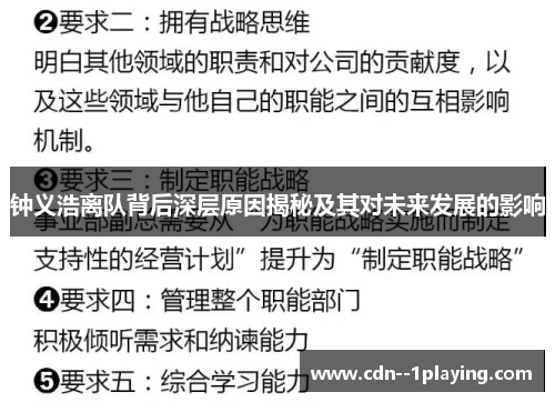 钟义浩离队背后深层原因揭秘及其对未来发展的影响